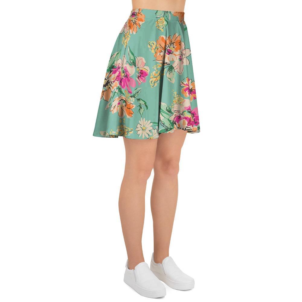 Vintage Pastel Floral Print Women's Skirt-grizzshop
