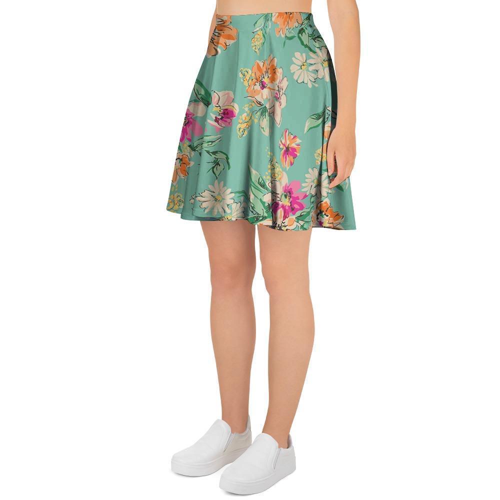 Vintage Pastel Floral Print Women's Skirt-grizzshop