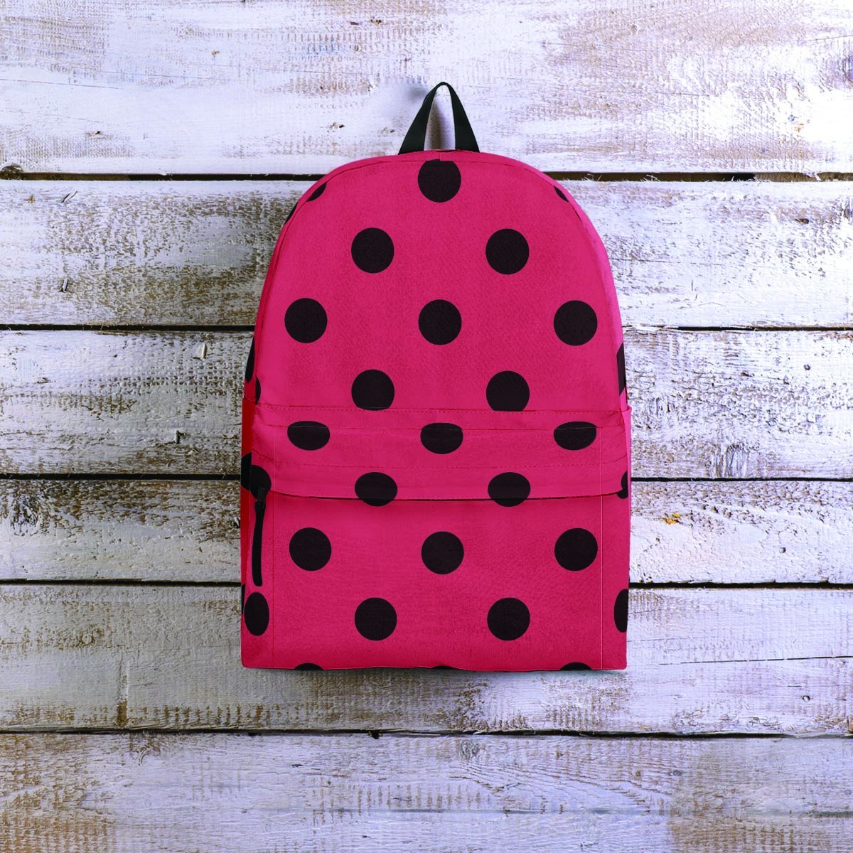 Vintage Pink And Black Polka Dot Backpack-grizzshop
