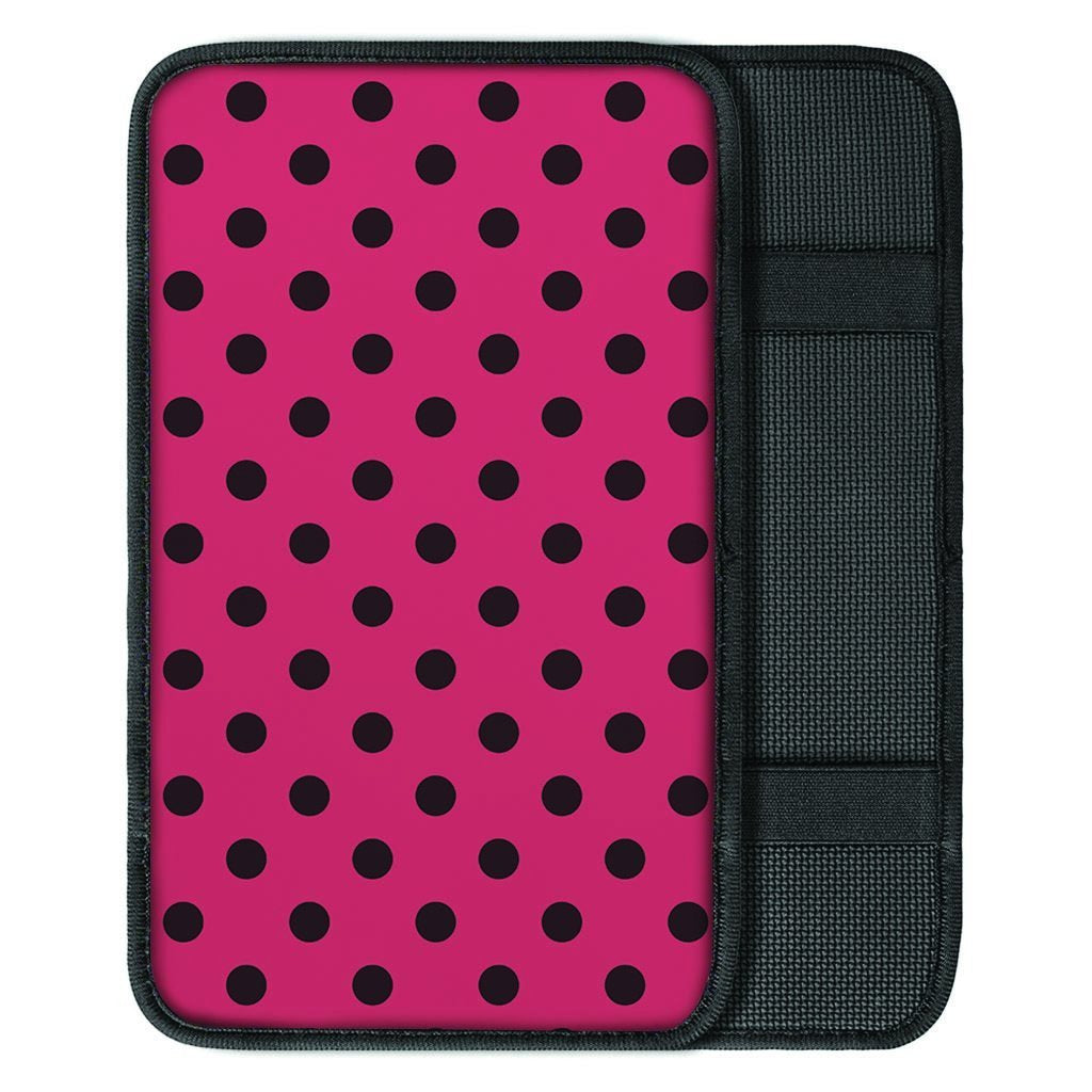 Vintage Pink And Black Polka Dot Car Console Cover-grizzshop