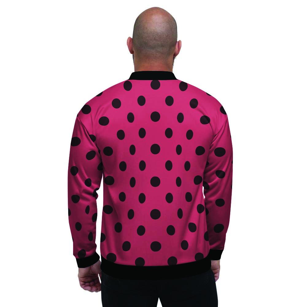 Vintage Pink And Black Polka Dot Men's Bomber Jacket-grizzshop