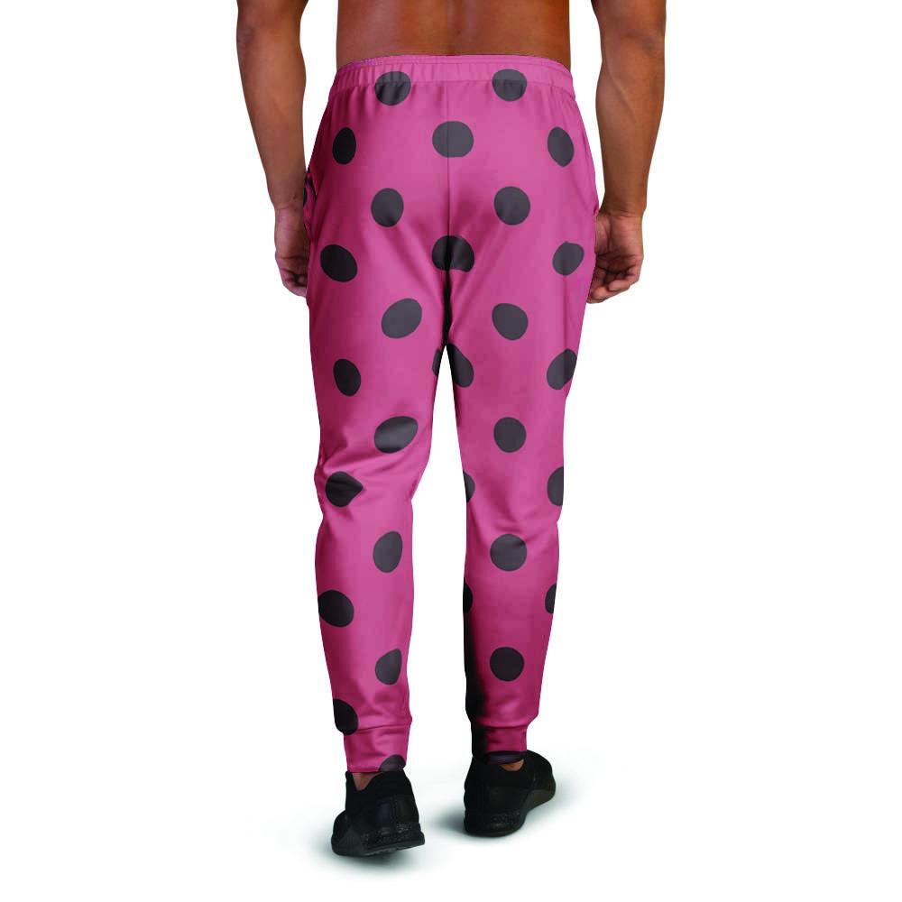 Vintage Pink And Black Polka Dot Men's Joggers-grizzshop