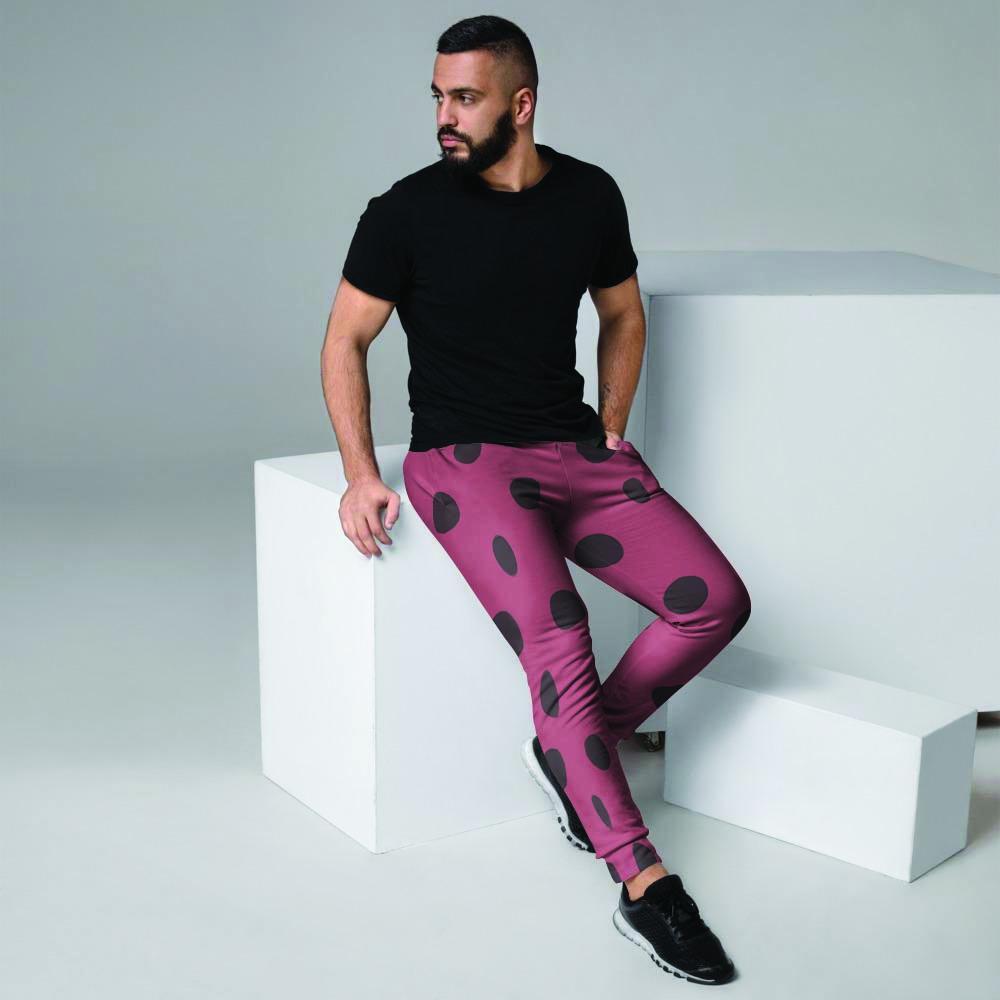 Vintage Pink And Black Polka Dot Men's Joggers-grizzshop