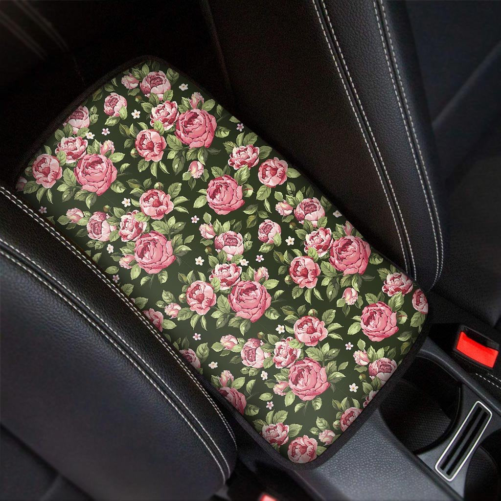 Vintage Pink Rose Floral Print Car Console Cover-grizzshop