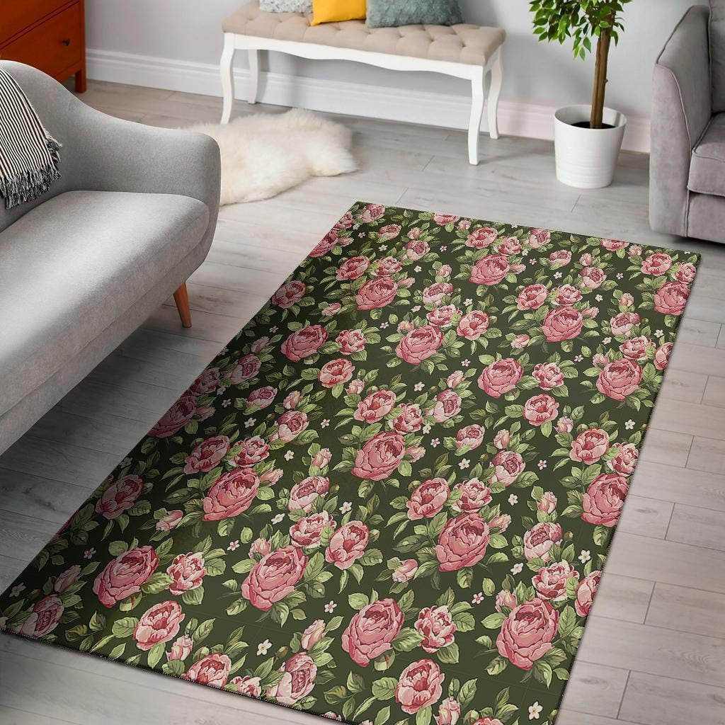 Vintage Pink Rose Floral Print Floor Mat-grizzshop