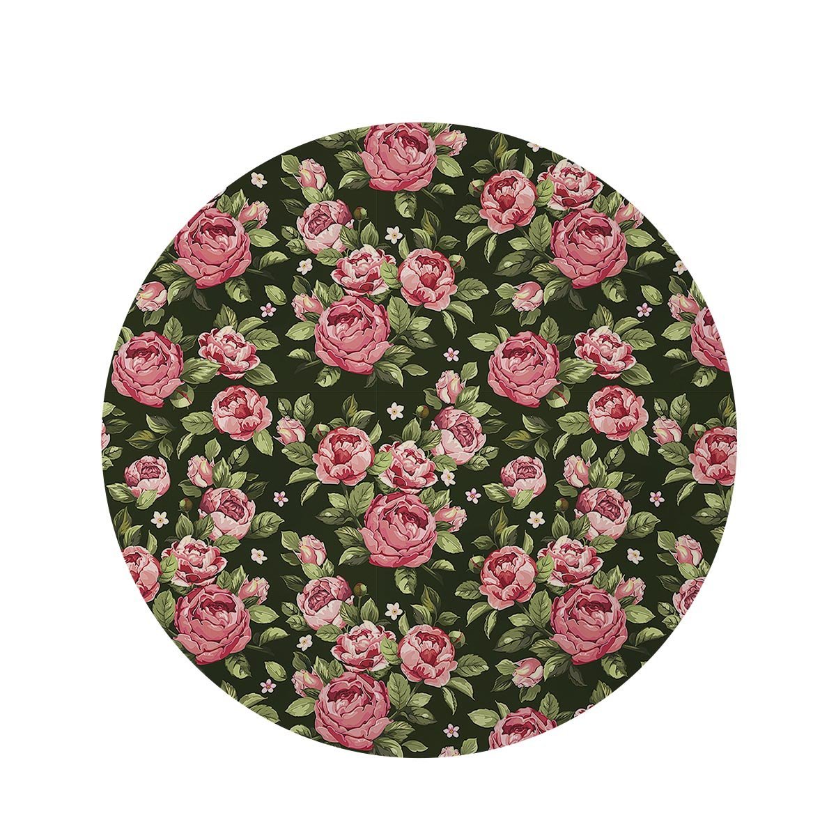 Vintage Pink Rose Floral Print Round Rug-grizzshop