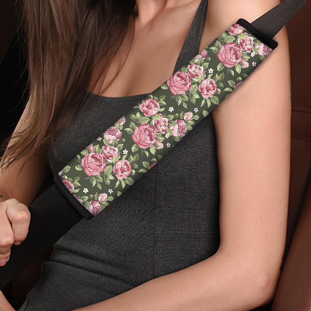 Vintage Pink Rose Floral Print Seat Belt Cover-grizzshop