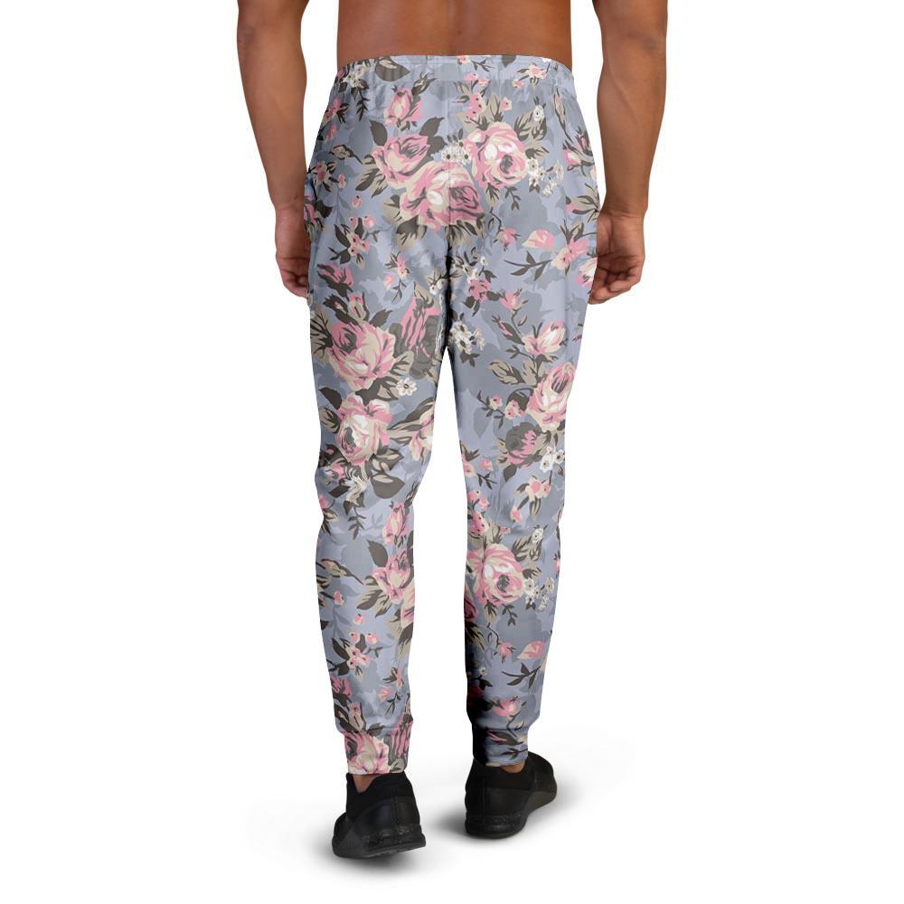 Vintage Pink Rose Flower Print Men's Joggers-grizzshop