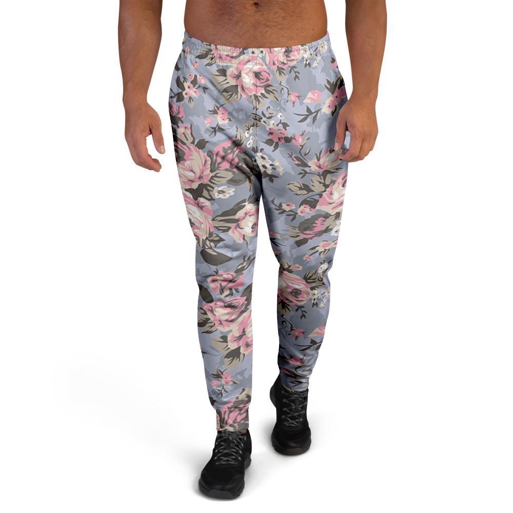Vintage Pink Rose Flower Print Men's Joggers-grizzshop