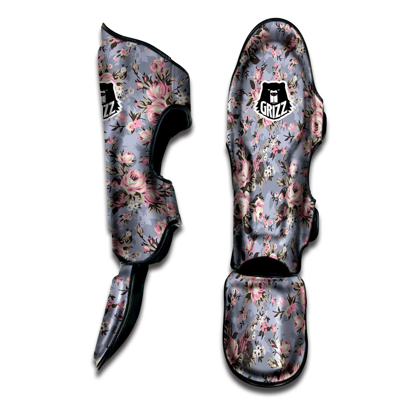 Vintage Pink Rose Flower Print Muay Thai Shin Guard-grizzshop