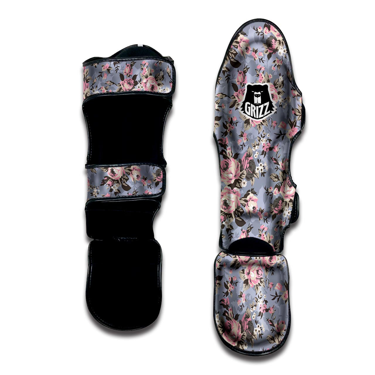 Vintage Pink Rose Flower Print Muay Thai Shin Guard-grizzshop