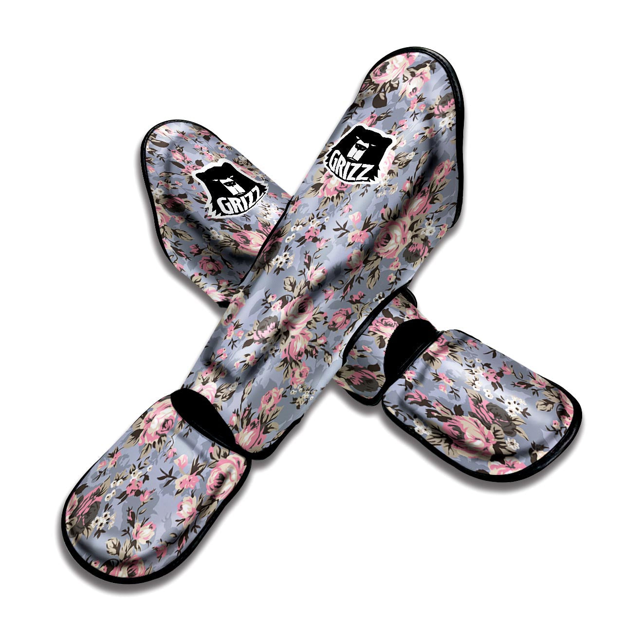 Vintage Pink Rose Flower Print Muay Thai Shin Guard-grizzshop