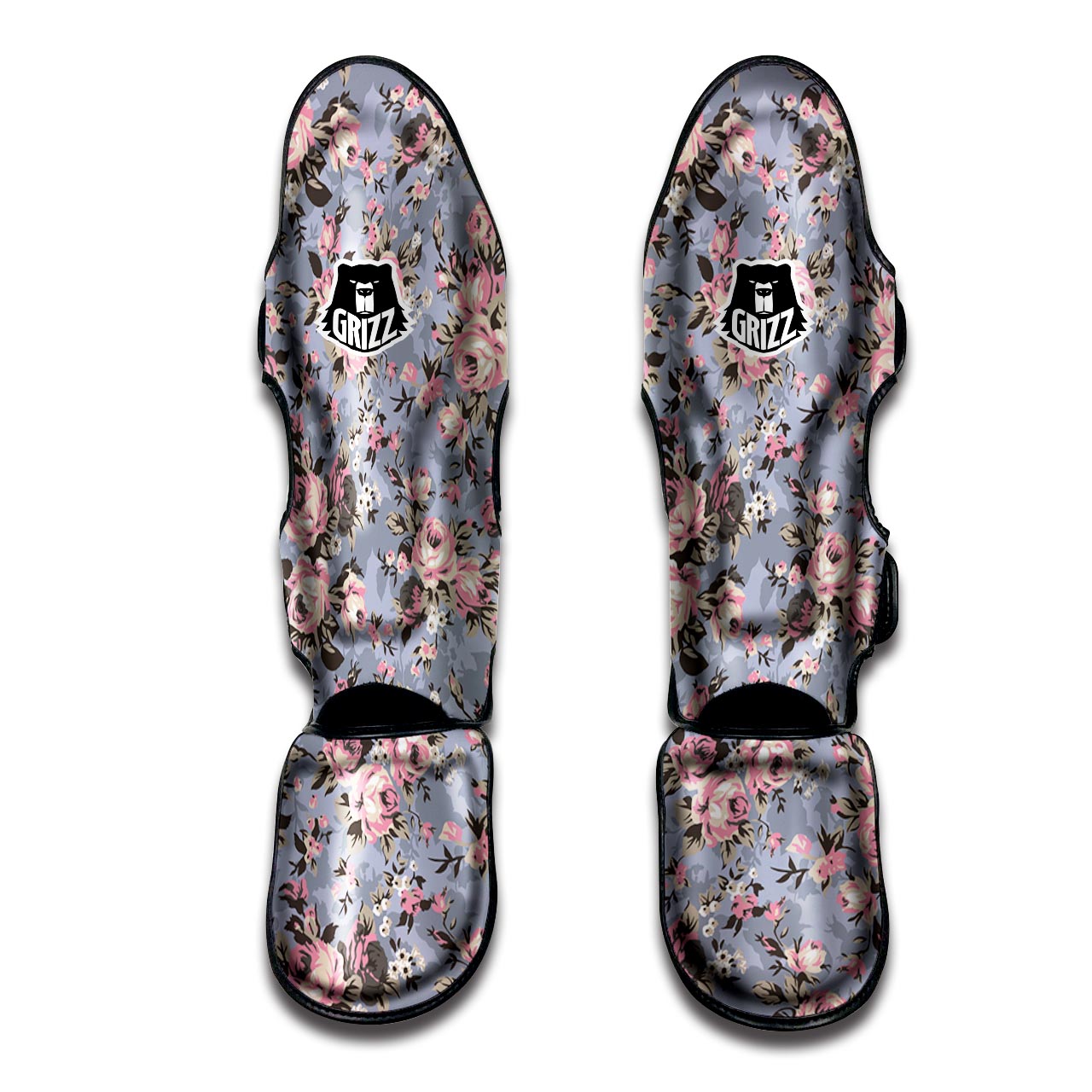 Vintage Pink Rose Flower Print Muay Thai Shin Guard-grizzshop