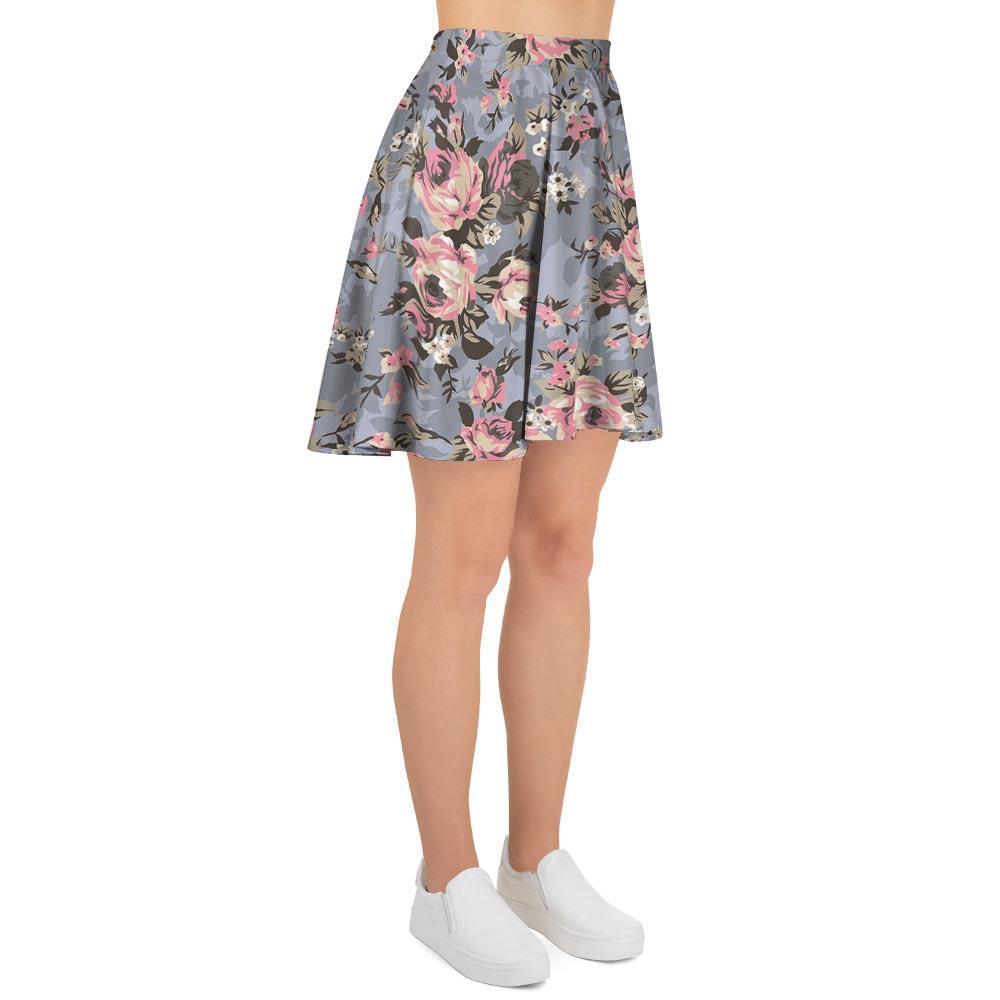 Vintage Pink Rose Flower Print Women's Skirt-grizzshop
