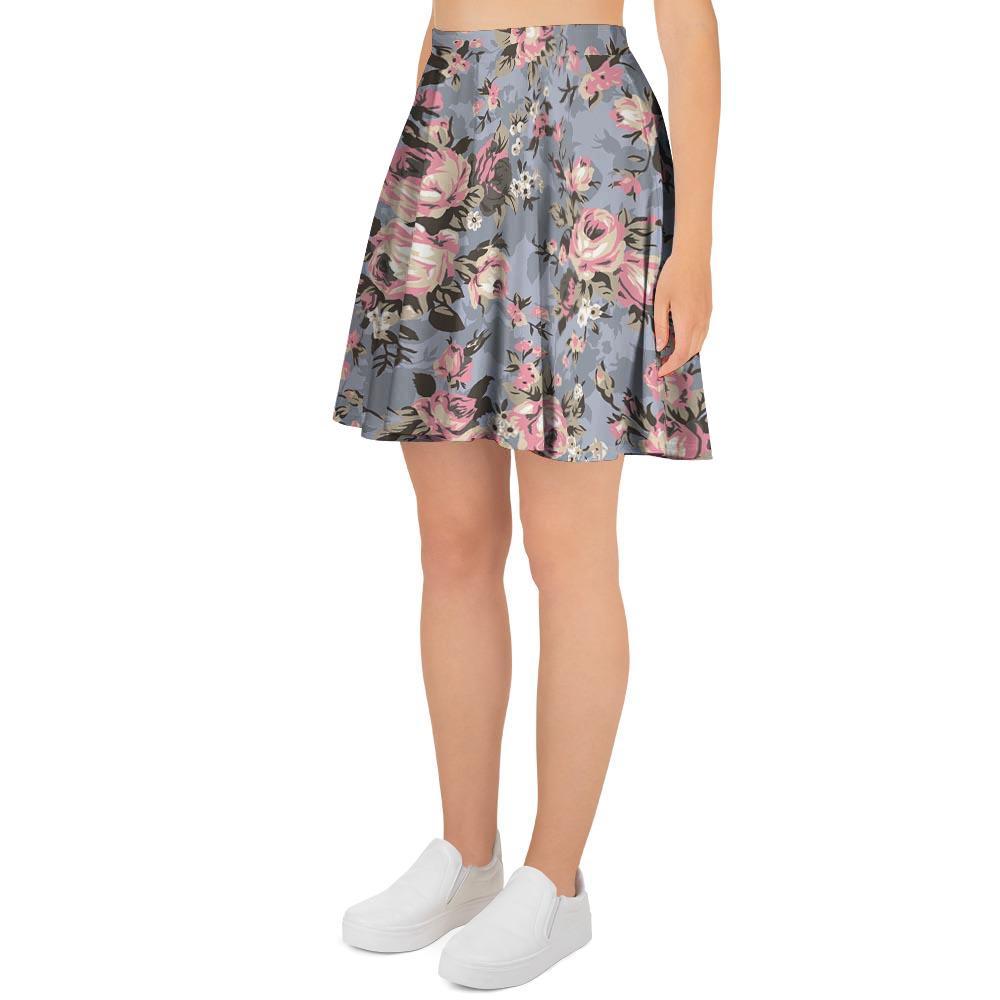 Vintage Pink Rose Flower Print Women's Skirt-grizzshop