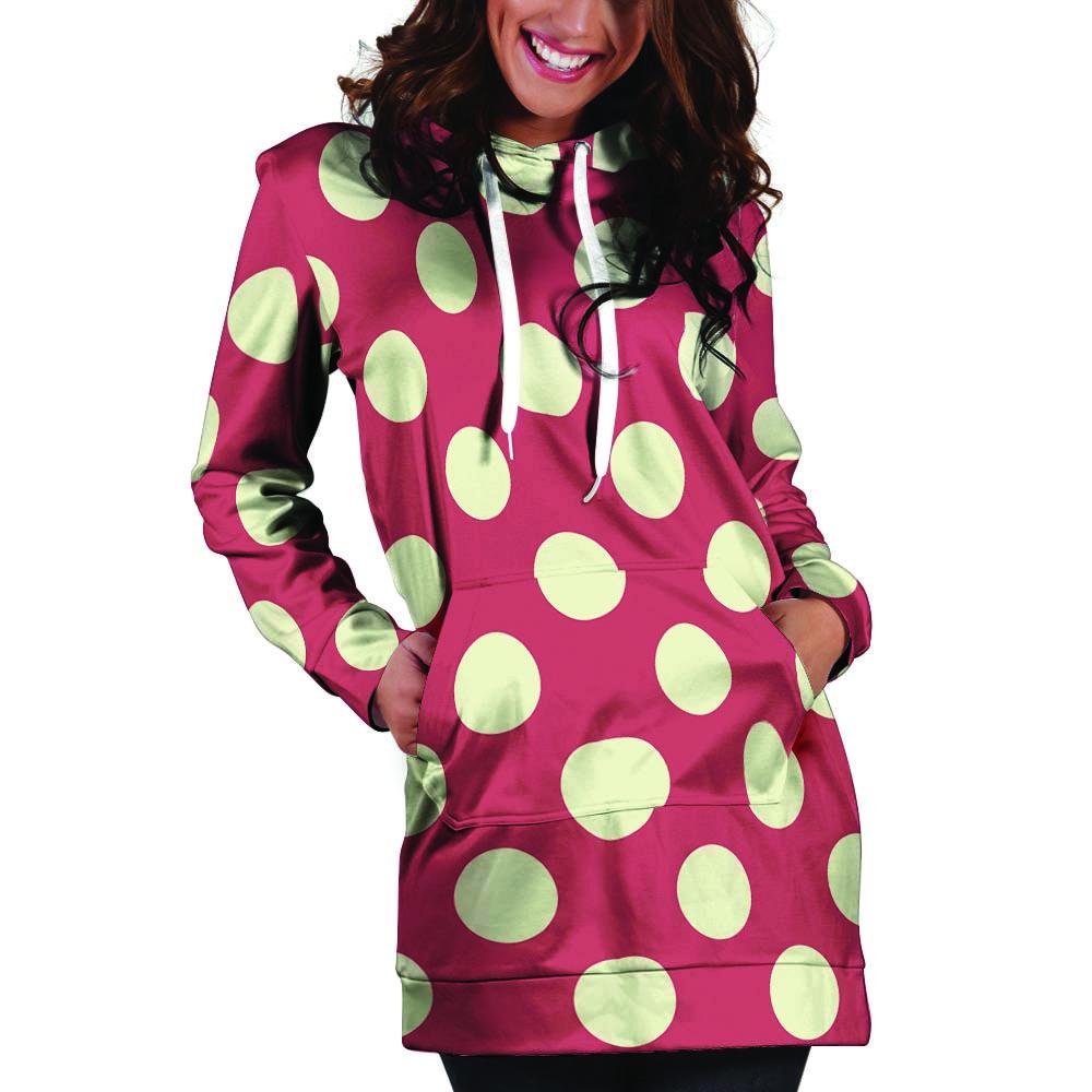 Vintage Red Polka Dot Hoodie Dress-grizzshop