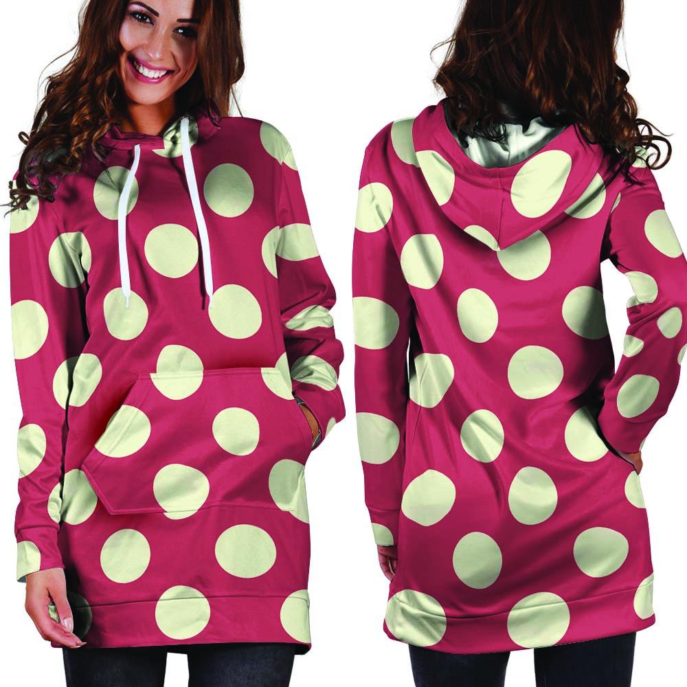 Vintage Red Polka Dot Hoodie Dress-grizzshop