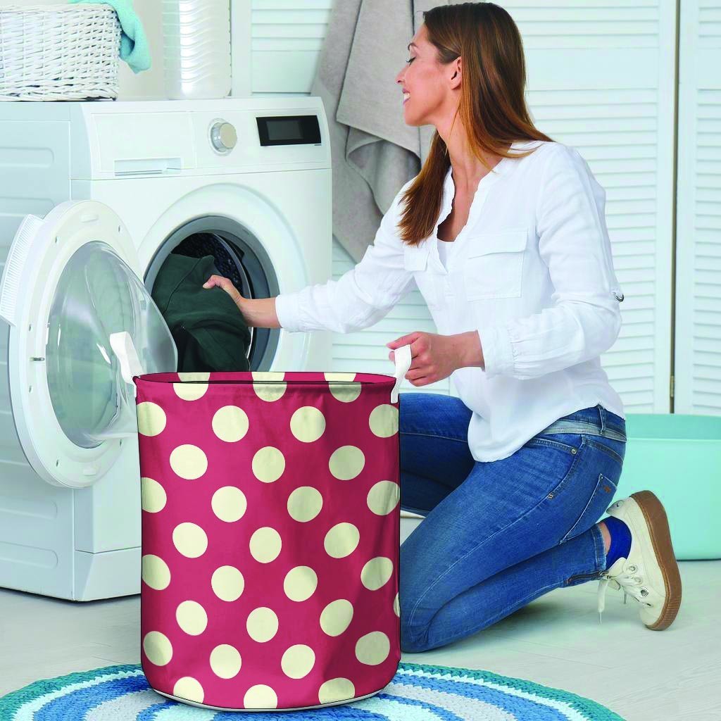 Vintage Red Polka Dot Laundry Basket-grizzshop