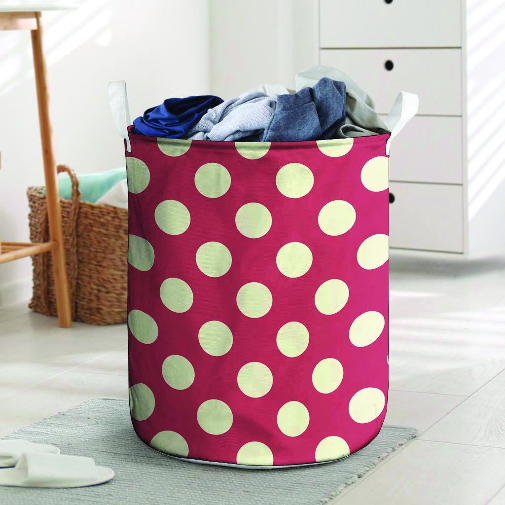 Vintage Red Polka Dot Laundry Basket-grizzshop