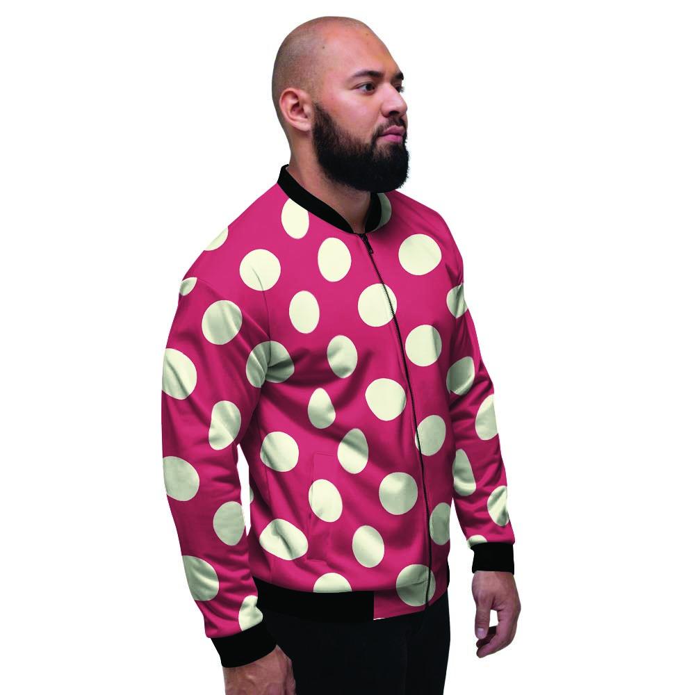 Vintage Red Polka Dot Men's Bomber Jacket-grizzshop