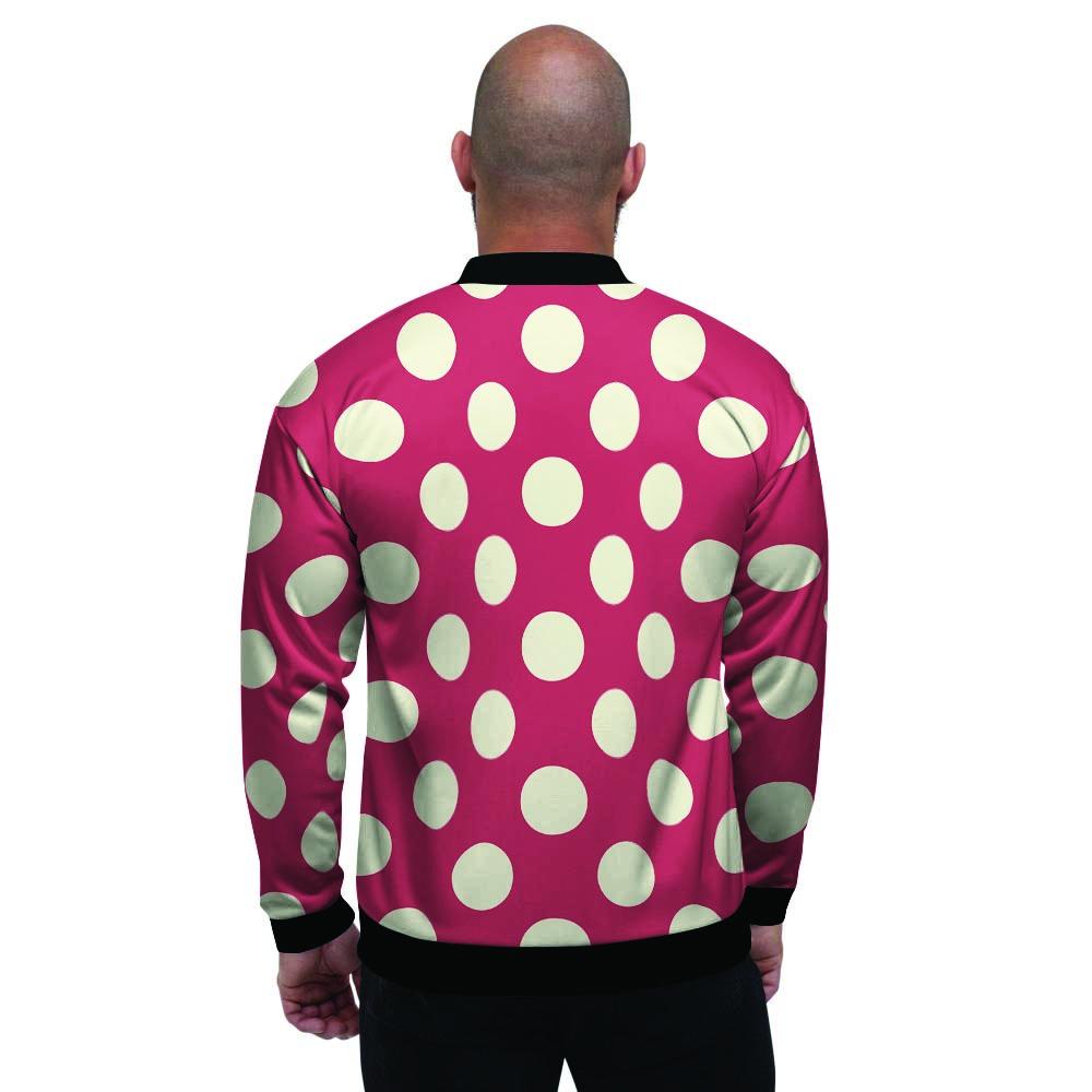 Vintage Red Polka Dot Men's Bomber Jacket-grizzshop