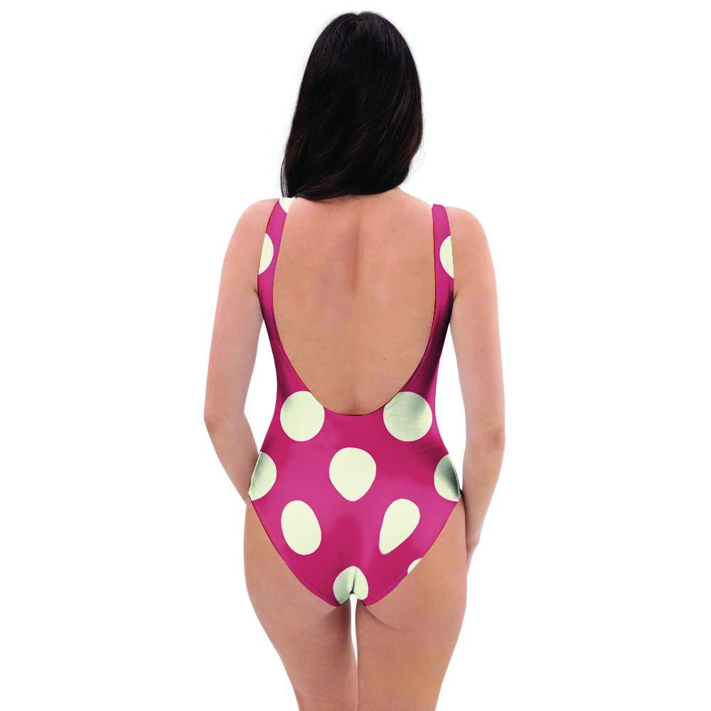 Vintage Red Polka Dot One Piece Swimsuite-grizzshop