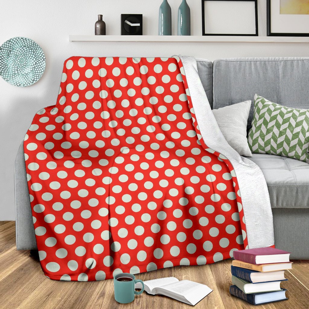 Vintage Red White Polka Dot Pattern Print Blanket-grizzshop