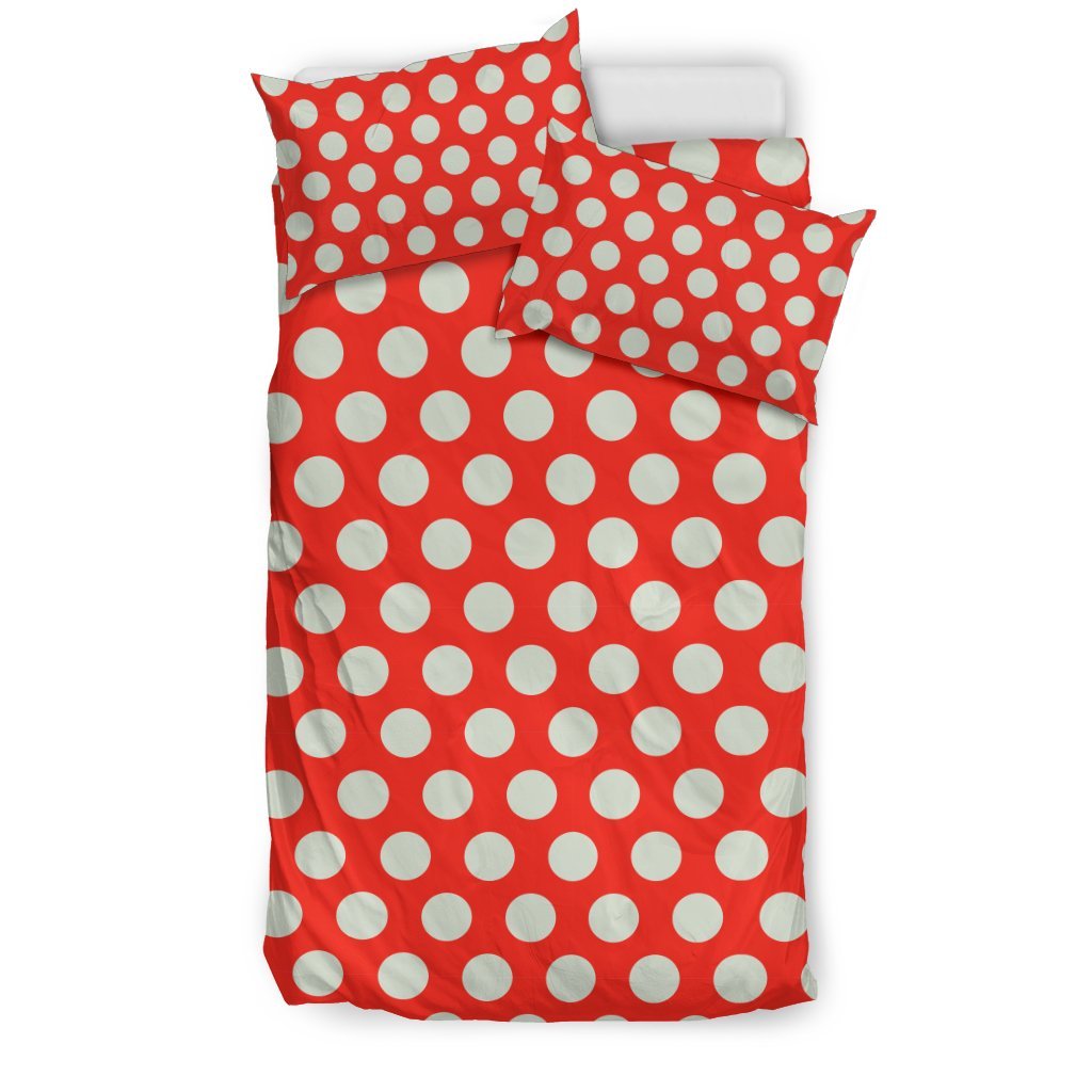 Vintage Red White Polka Dot Pattern Print Duvet Cover Bedding Set-grizzshop