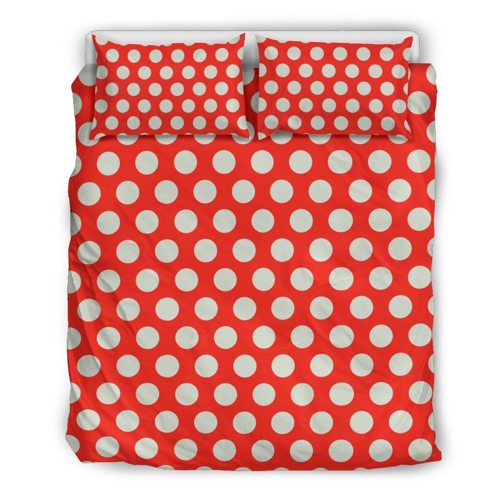 Vintage Red White Polka Dot Pattern Print Duvet Cover Bedding Set-grizzshop