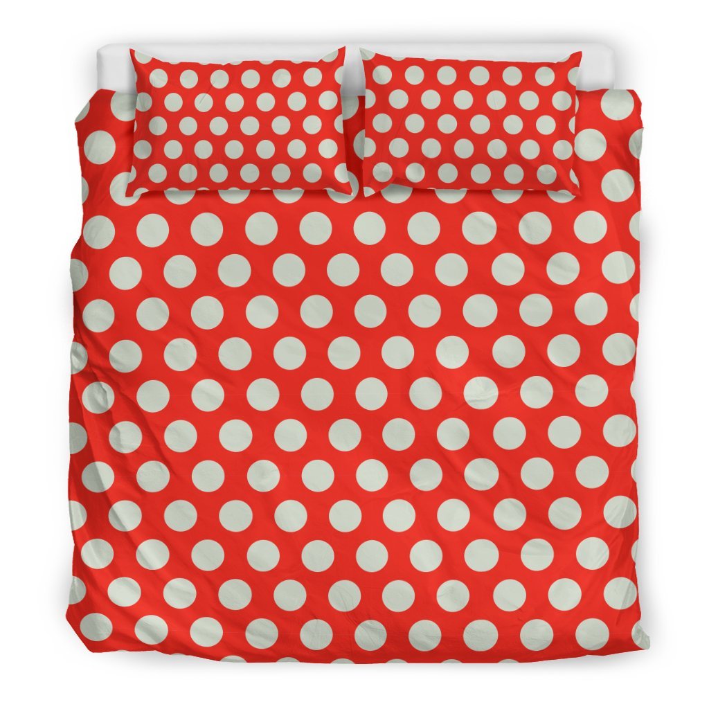 Vintage Red White Polka Dot Pattern Print Duvet Cover Bedding Set-grizzshop