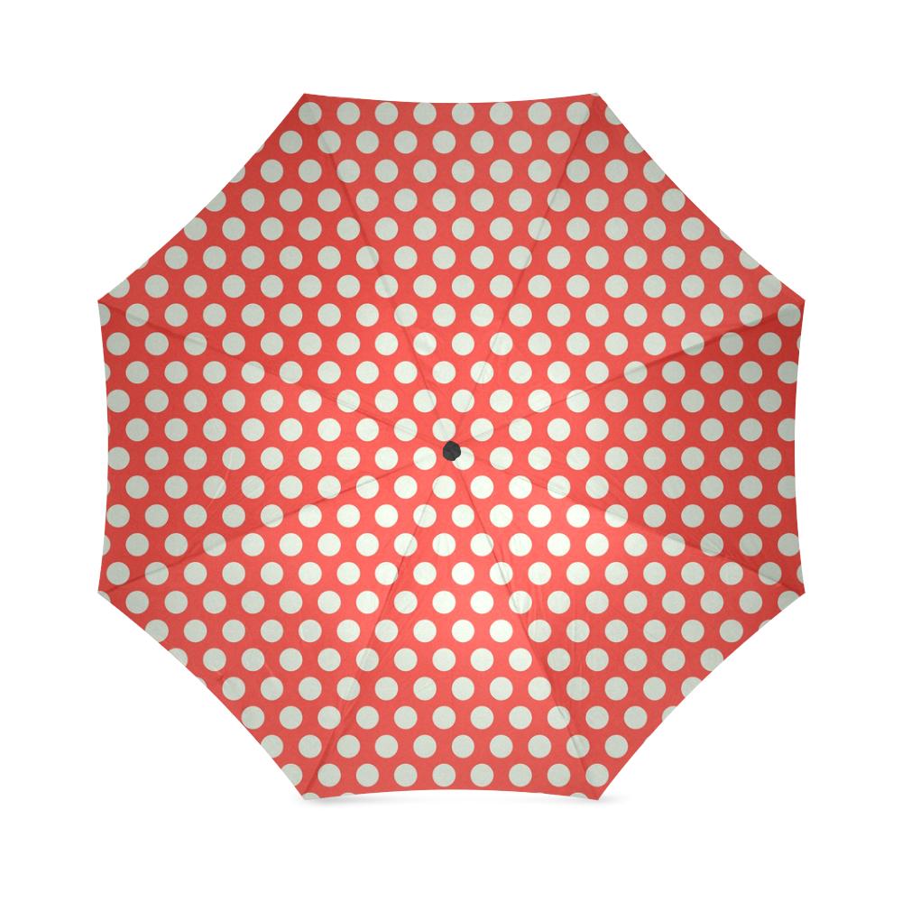 Vintage Red White Polka Dot Pattern Print Foldable Umbrella-grizzshop