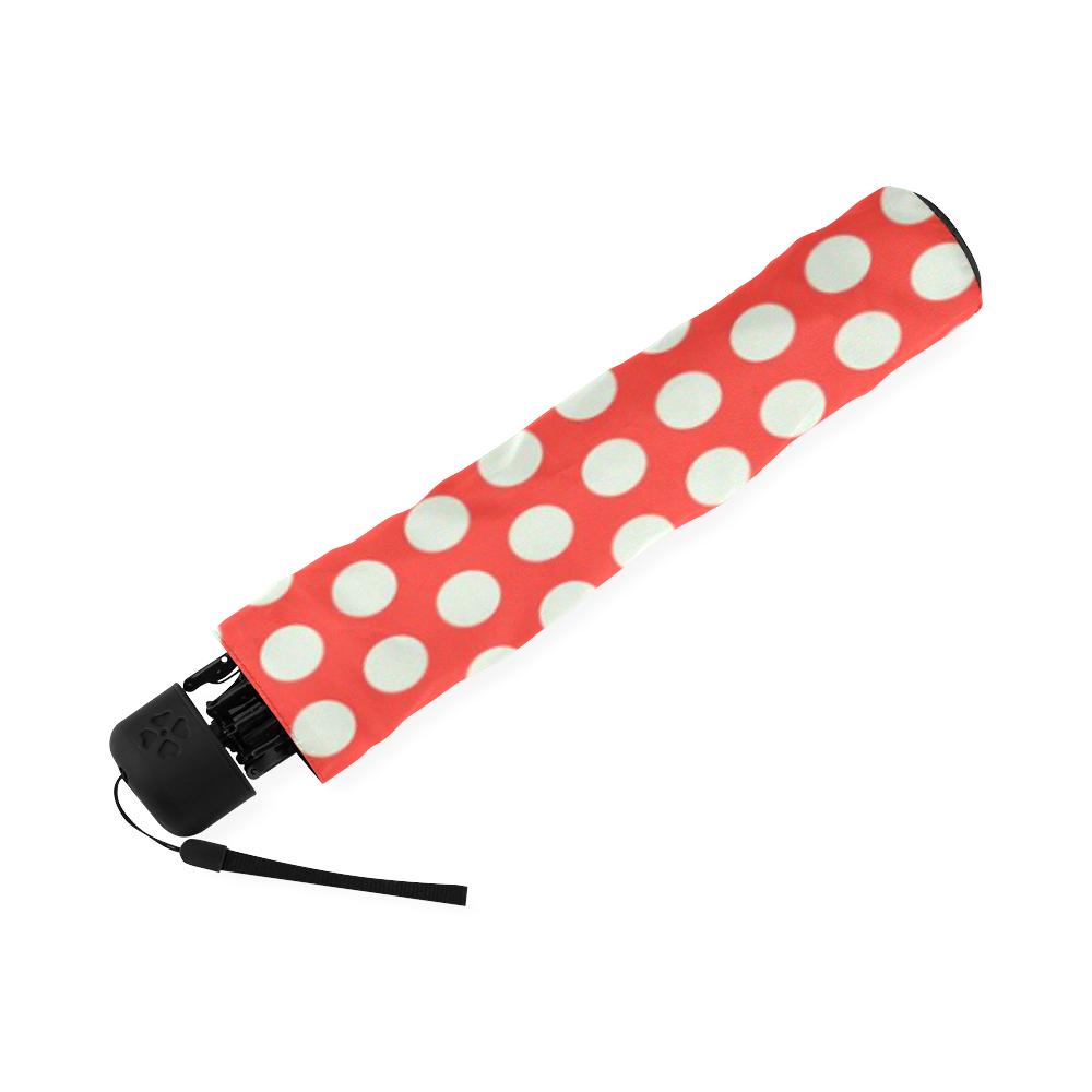 Vintage Red White Polka Dot Pattern Print Foldable Umbrella-grizzshop