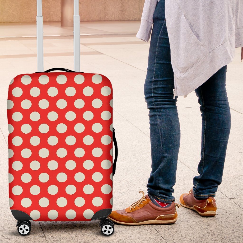 Vintage Red White Polka Dot Pattern Print Luggage Cover Protector-grizzshop