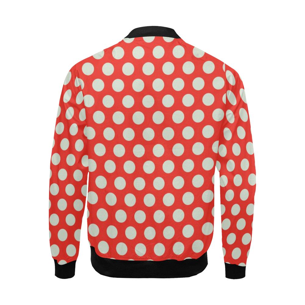 Vintage Red White Polka Dot Pattern Print Men's Bomber Jacket-grizzshop