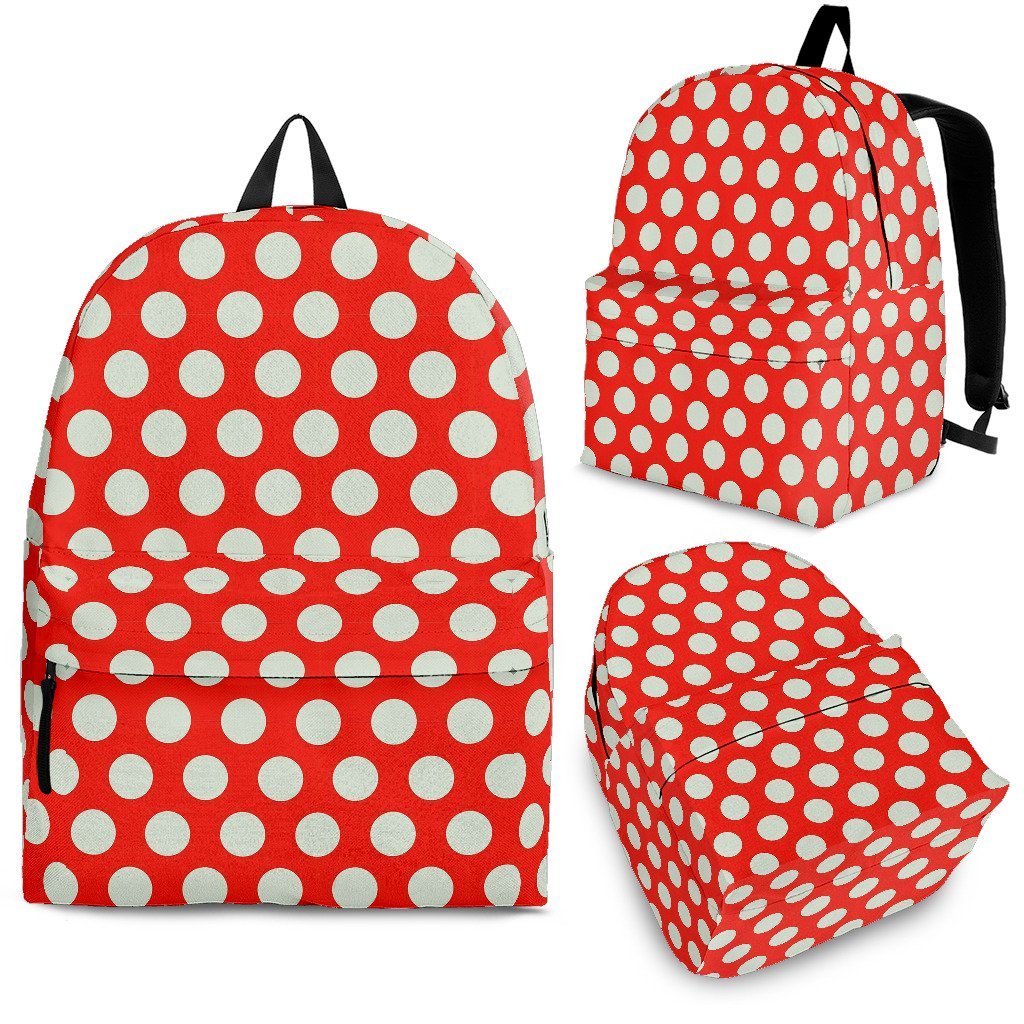 Vintage Red White Polka Dot Pattern Print Premium Backpack-grizzshop