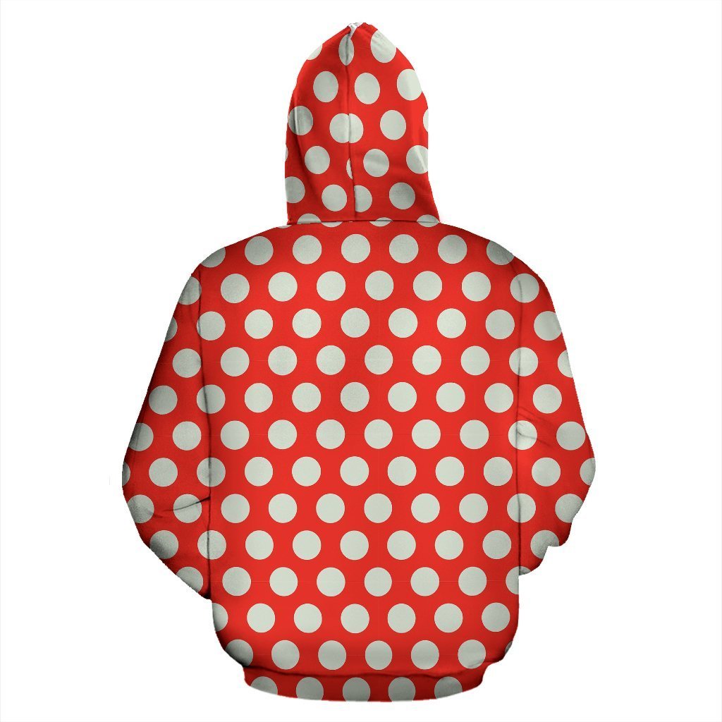 Vintage Red White Polka Dot Pattern Print Women Men Pullover Hoodie-grizzshop