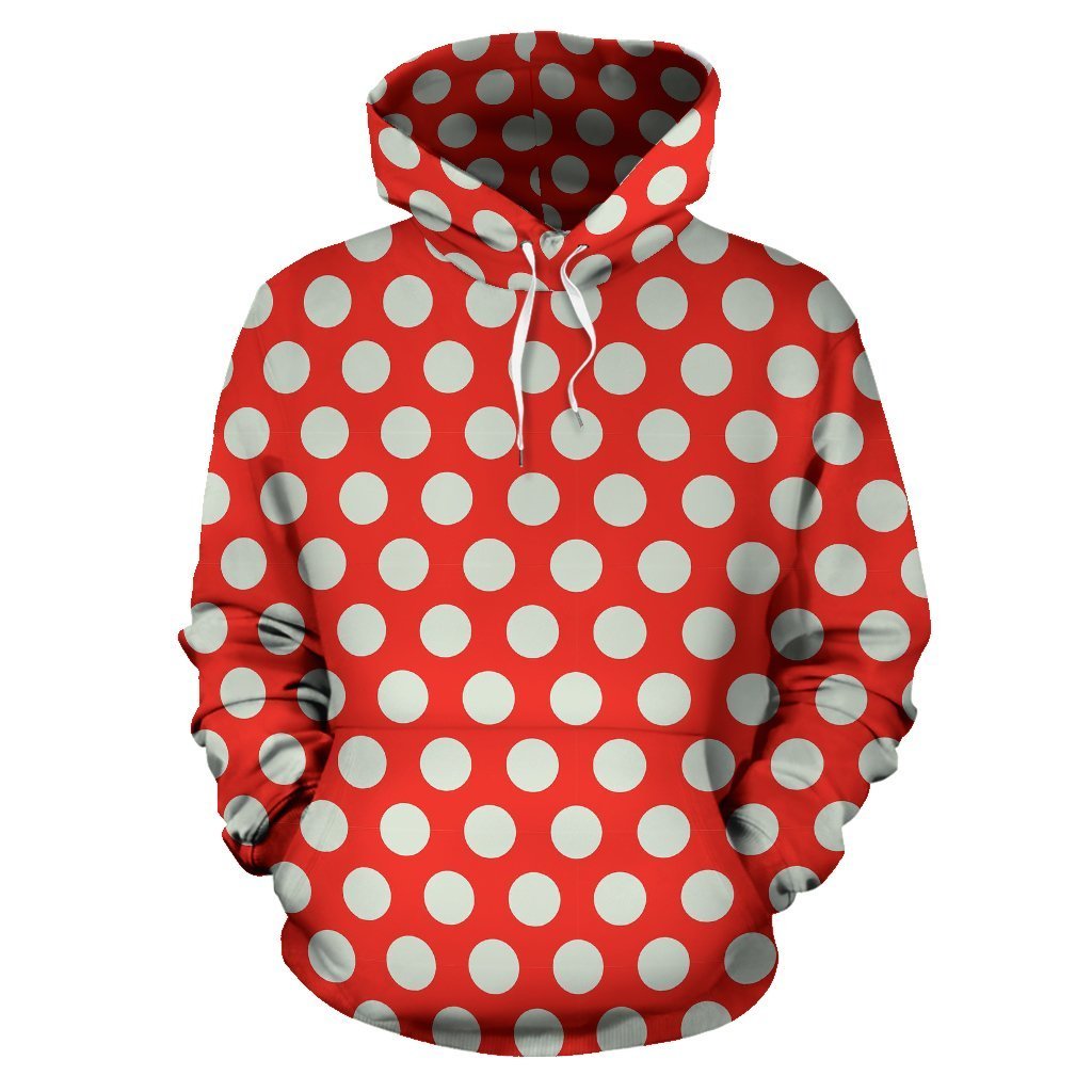 Vintage Red White Polka Dot Pattern Print Women Men Pullover Hoodie-grizzshop