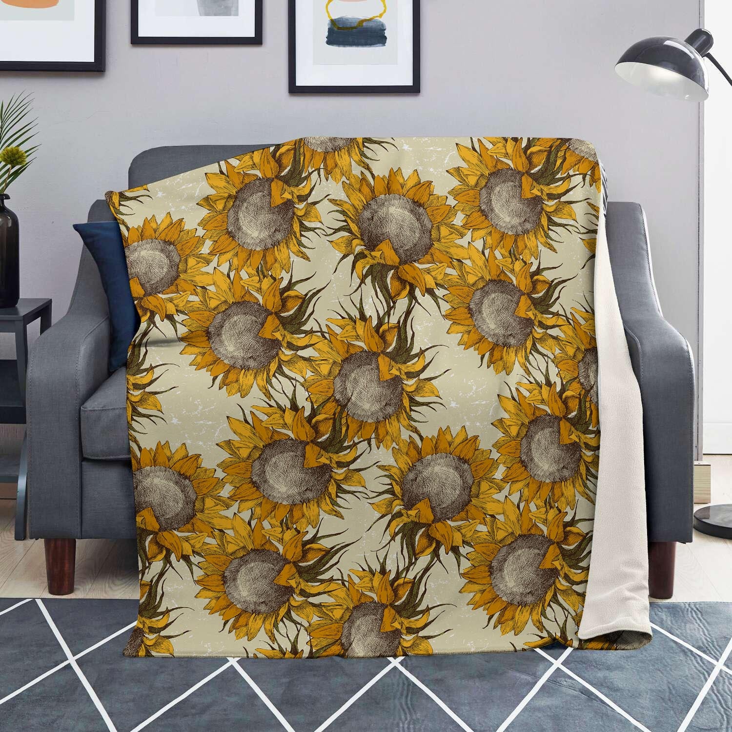 Vintage Sunflower Blanket-grizzshop