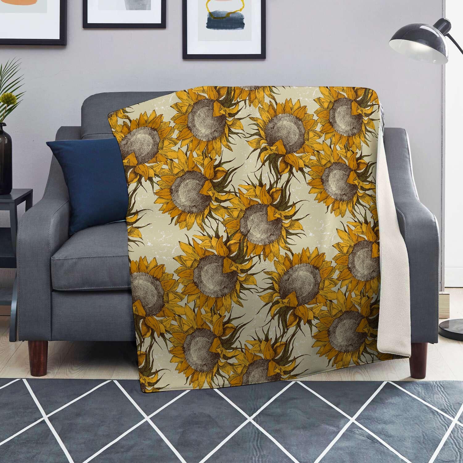 Vintage Sunflower Blanket-grizzshop