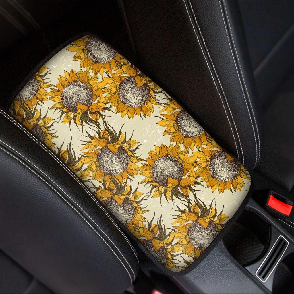Vintage Sunflower Car Console Cover-grizzshop