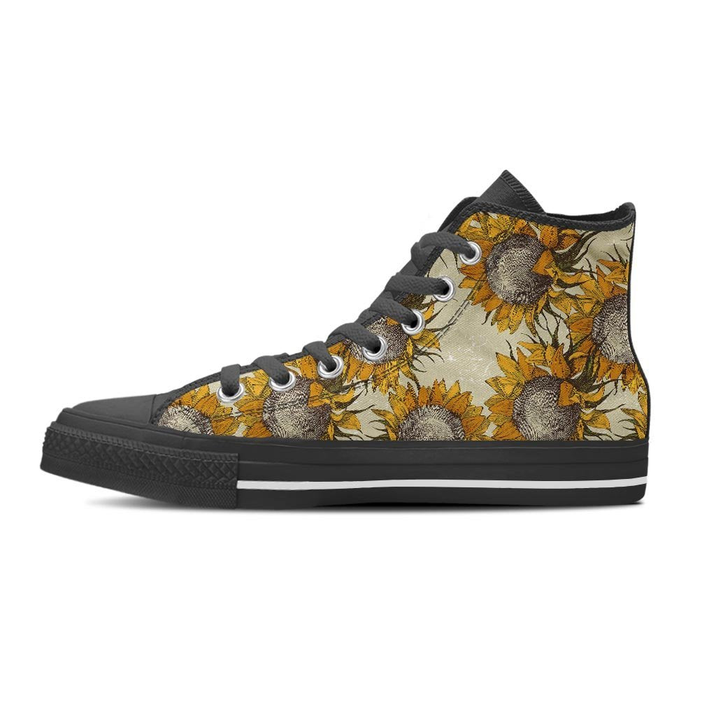 Vintage Sunflower Men's High Top Shoes-grizzshop