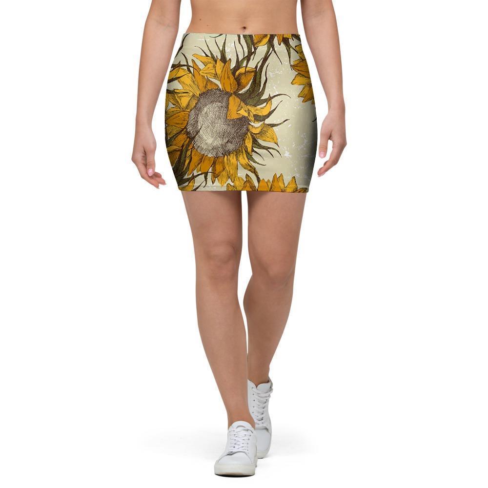 Vintage Sunflower Mini Skirt-grizzshop