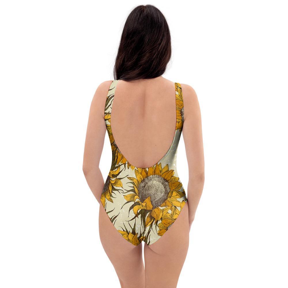 Vintage Sunflower One Piece Swimsuite-grizzshop