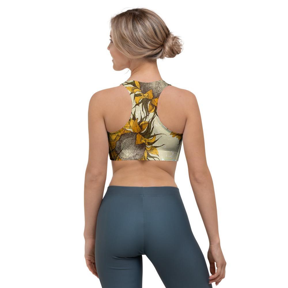 Vintage Sunflower Sports Bra-grizzshop