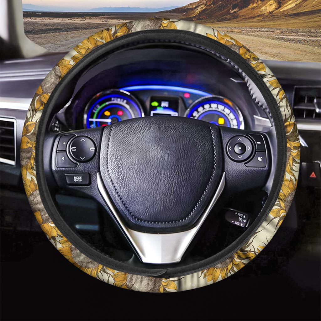 Vintage Sunflower Steering Wheel Cover-grizzshop