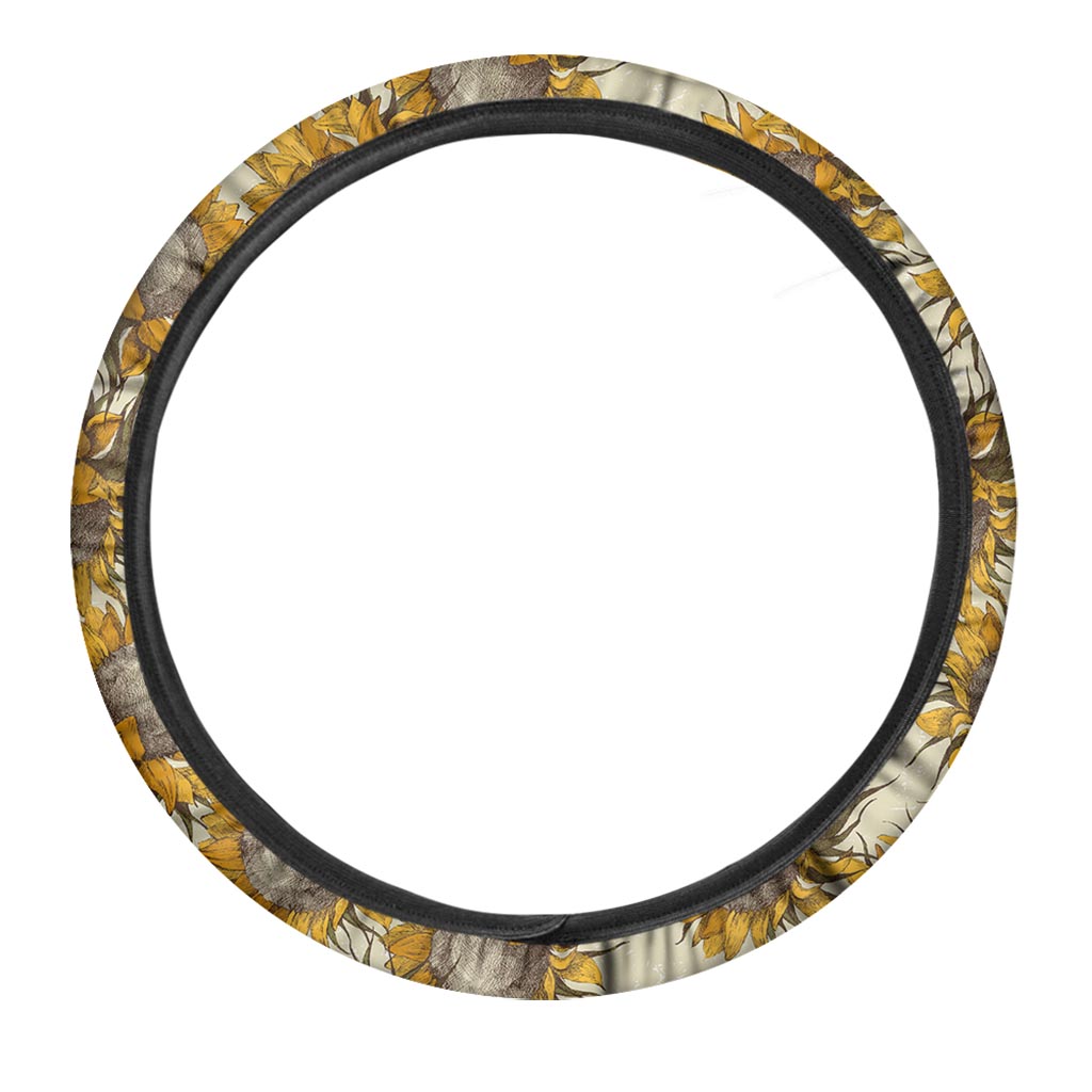 Vintage Sunflower Steering Wheel Cover-grizzshop