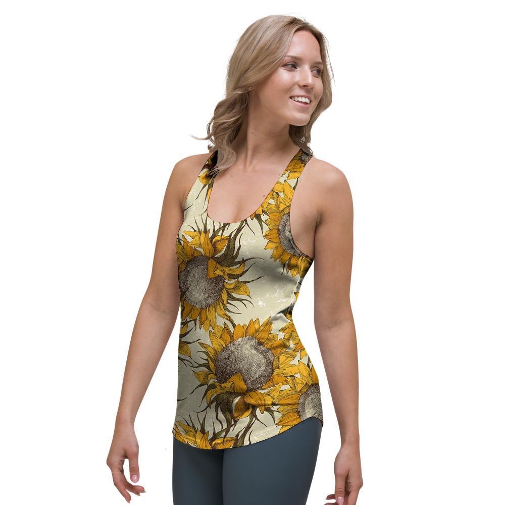 Vintage Sunflower Women's Racerback Tank Top-grizzshop