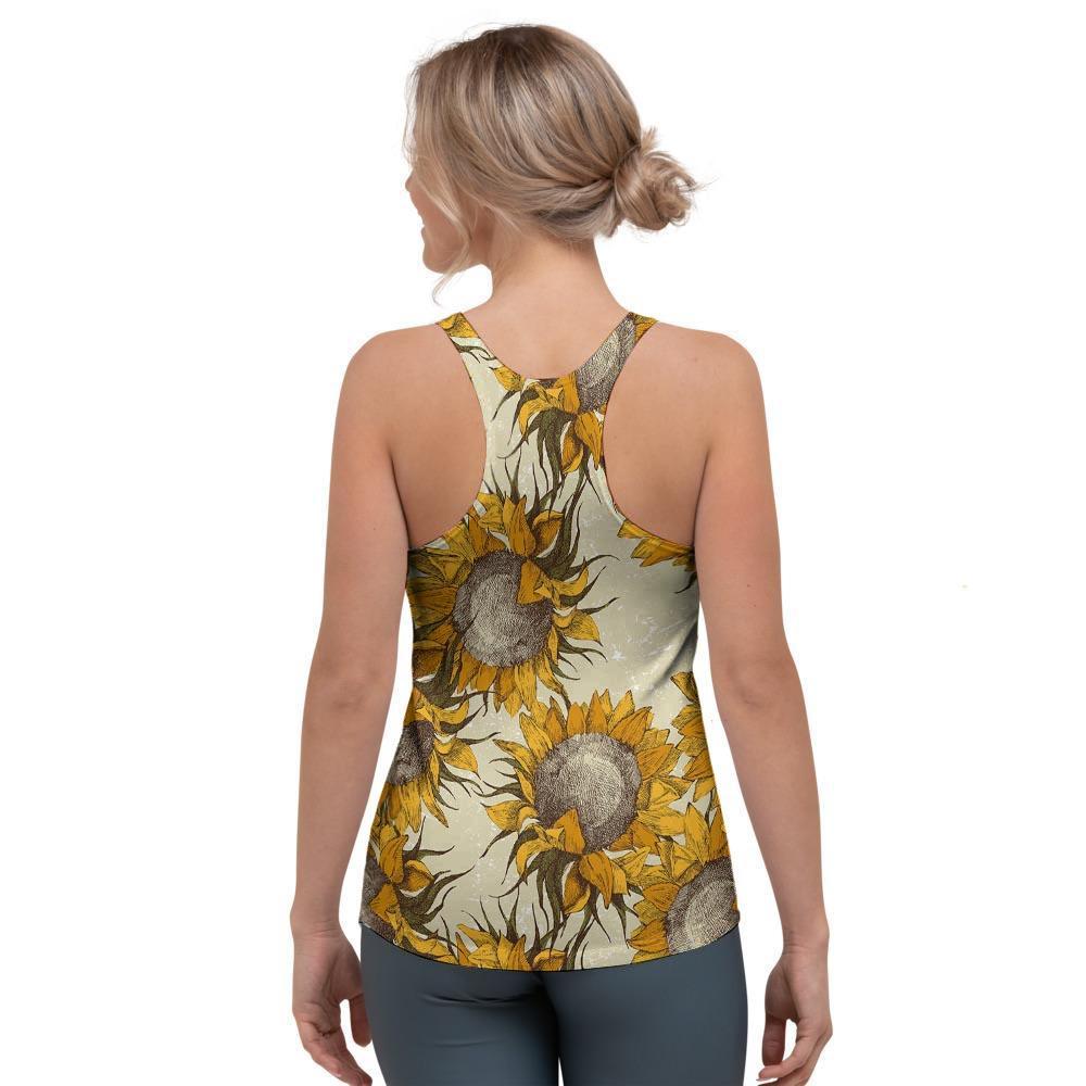 Vintage Sunflower Women's Racerback Tank Top-grizzshop
