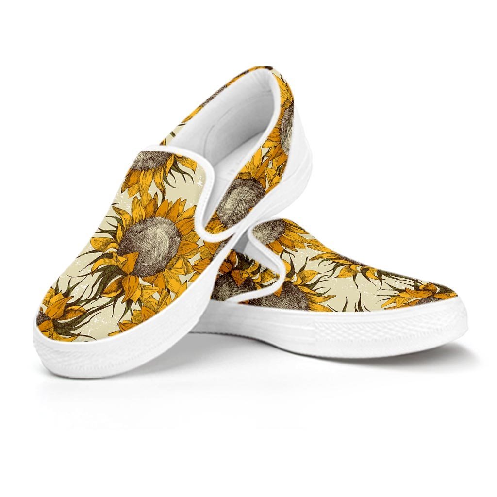 Vintage Sunflower Women's Slip On Sneakers-grizzshop