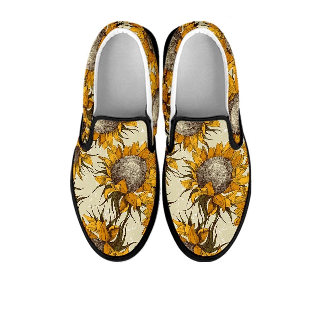 Vintage Sunflower Women's Slip On Sneakers-grizzshop